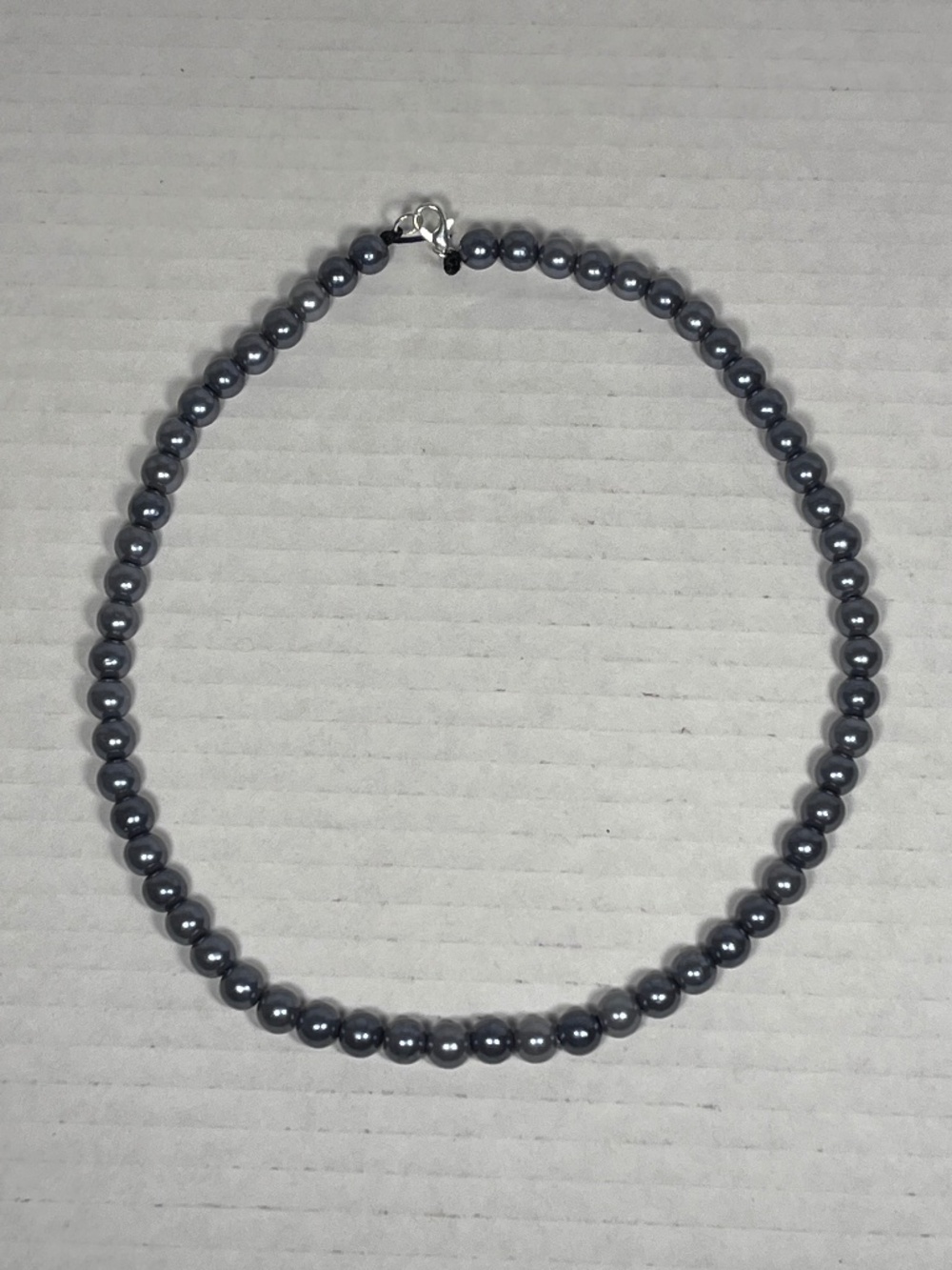 8mm Gray Faux Pearl Bead Necklace ~18 inches